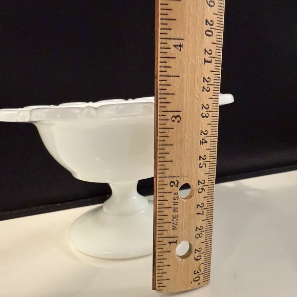 Vintage Anchor Hocking Milk Glass Lace  "Old Colony" 5.25" Sherbet Bowl Pedestal - Picture 12 of 16